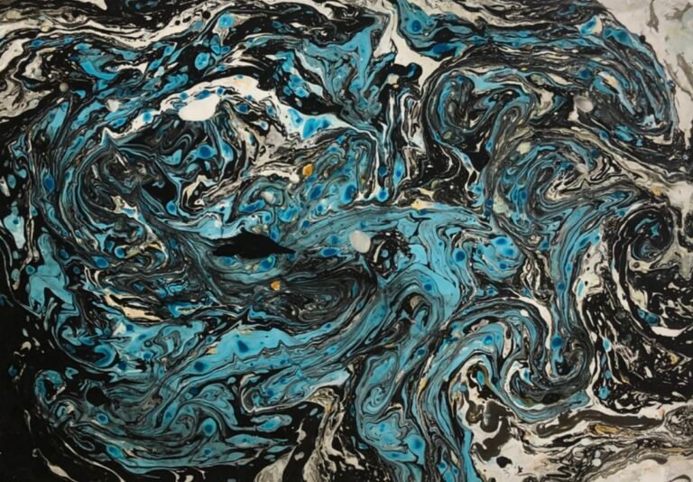 The Unraveling Ocean_Milk Marbling_8 x 11in_2021